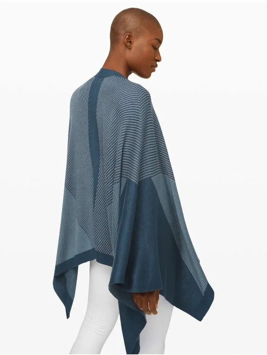 Lululemon Here For Serenity Cashmere Blend Wrap Blue Cozy Luxe Shall Cardigan OS - Picture 6 of 10